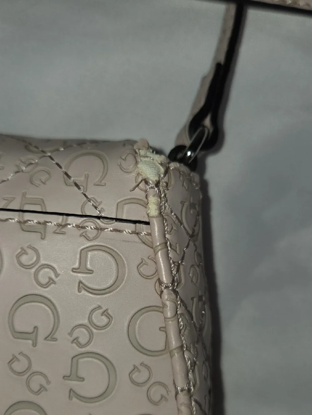 GUESS Light Beige Quilted Logo Crossbody Bag